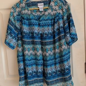 Blue button-up blouse